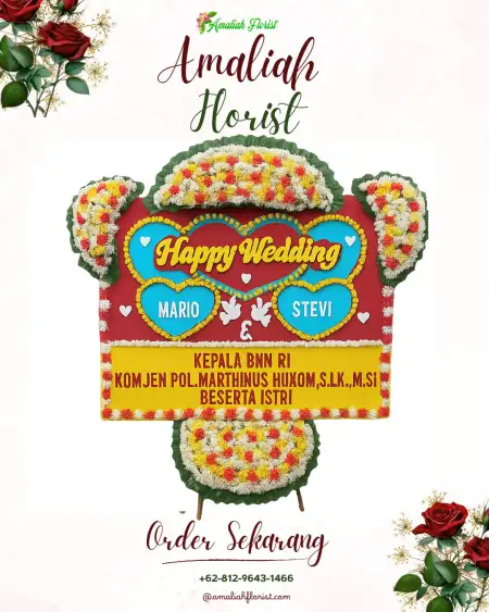 Papan Bunga Pernikahan Tengah